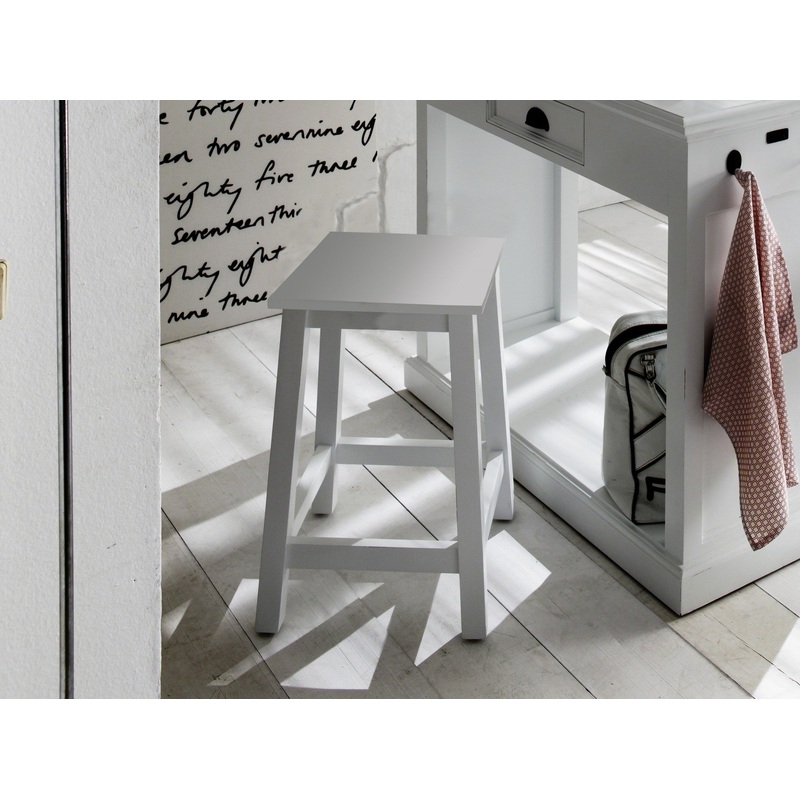 Classic White Stool By Homeroots