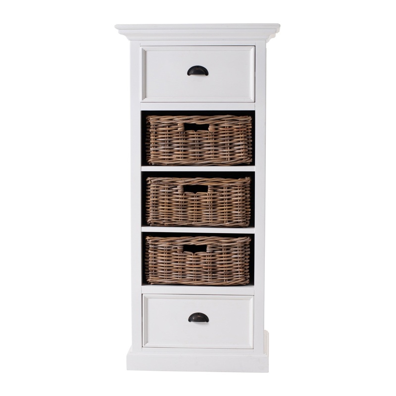 Classic White Storage Cabinet With Basket Set By Homeroots
