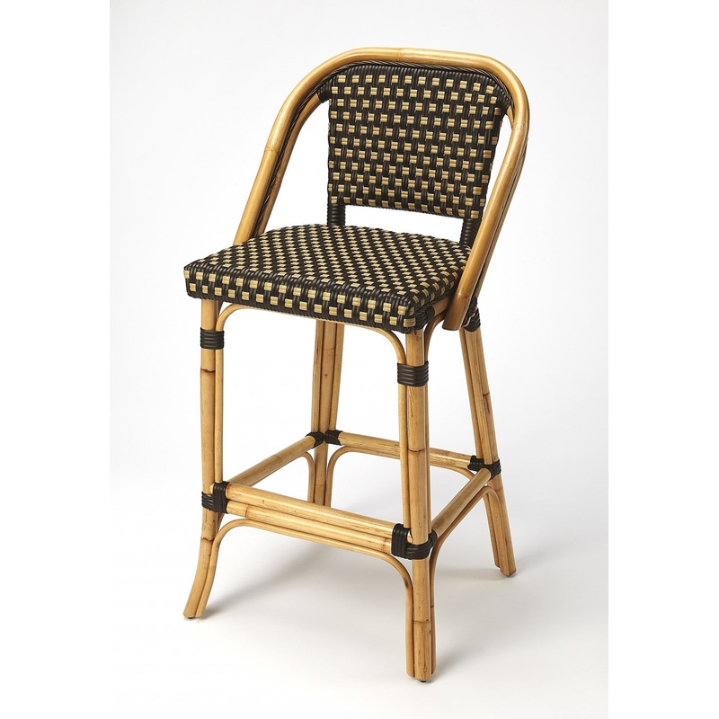 Dark Brown And Beige Rattan Bar Stool By Homeroots