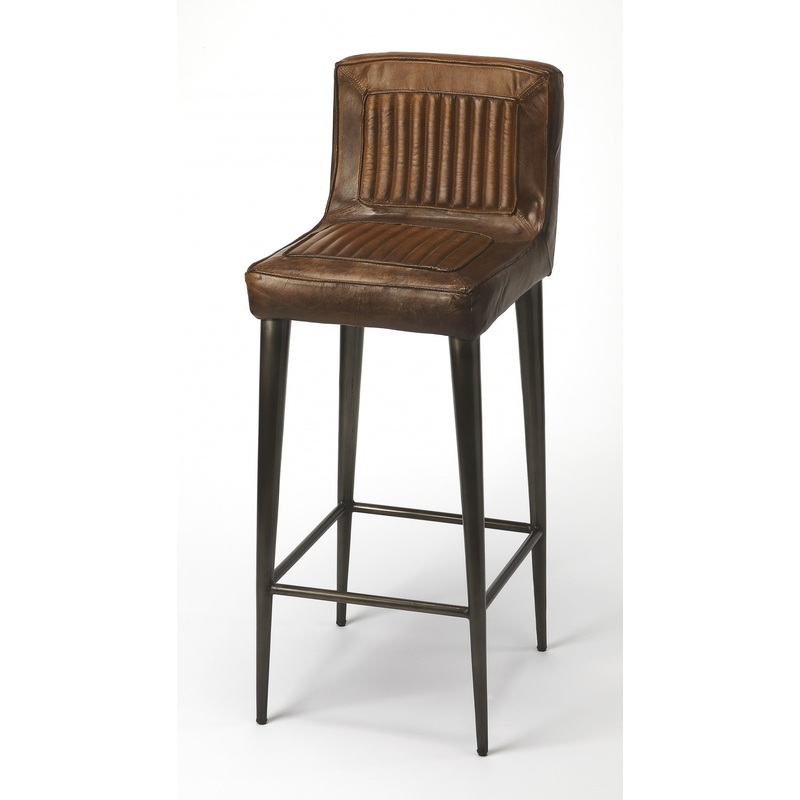 Dark Brown Leather Bar Stool By Homeroots - 389113