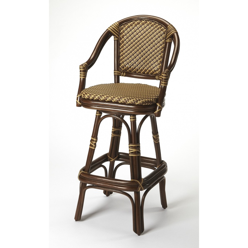 Dark Brown Rattan Bar Stool By Homeroots