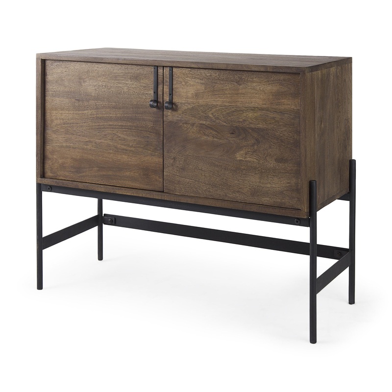 Dark Brown Two Door Cabinet With Metal Legs By Homeroots