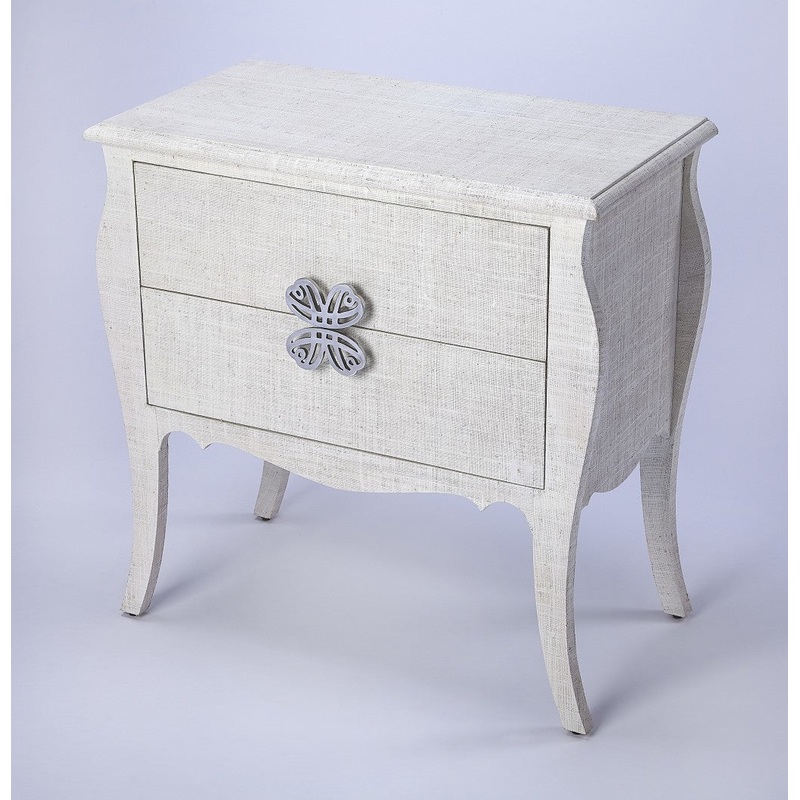 Felicia White Raffia Accent Chest By Homeroots