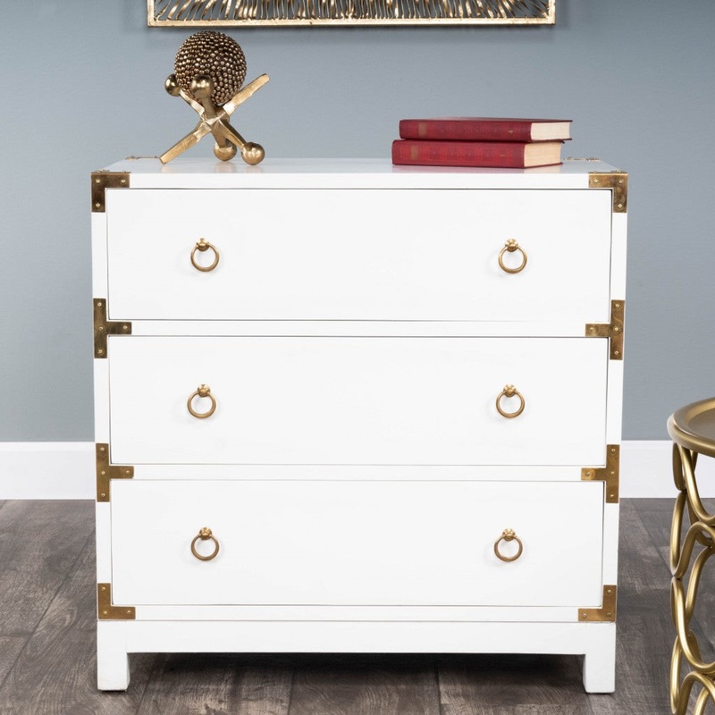 Forster Glossy White Campaign Chest By Homeroots