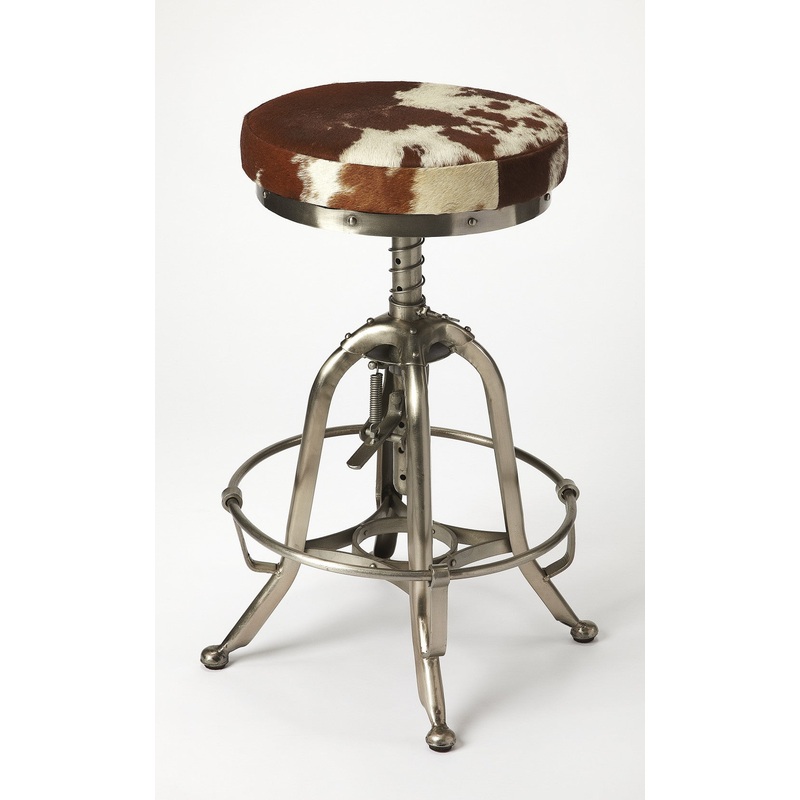 Hair On Hide Iron Bar Stool By Homeroots