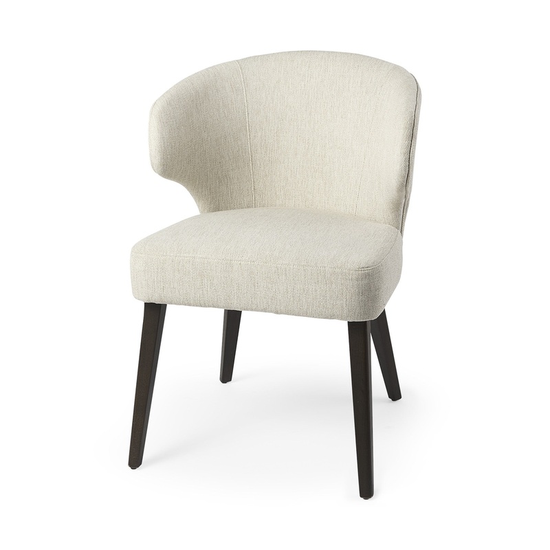 Ivory And Black Mid Century Wingback Dining Chair By Homeroots