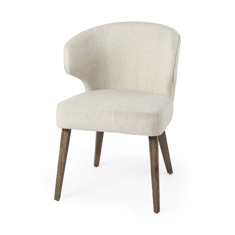 Ivory And Brown Mid Century Wingback Dining Chair By Homeroots