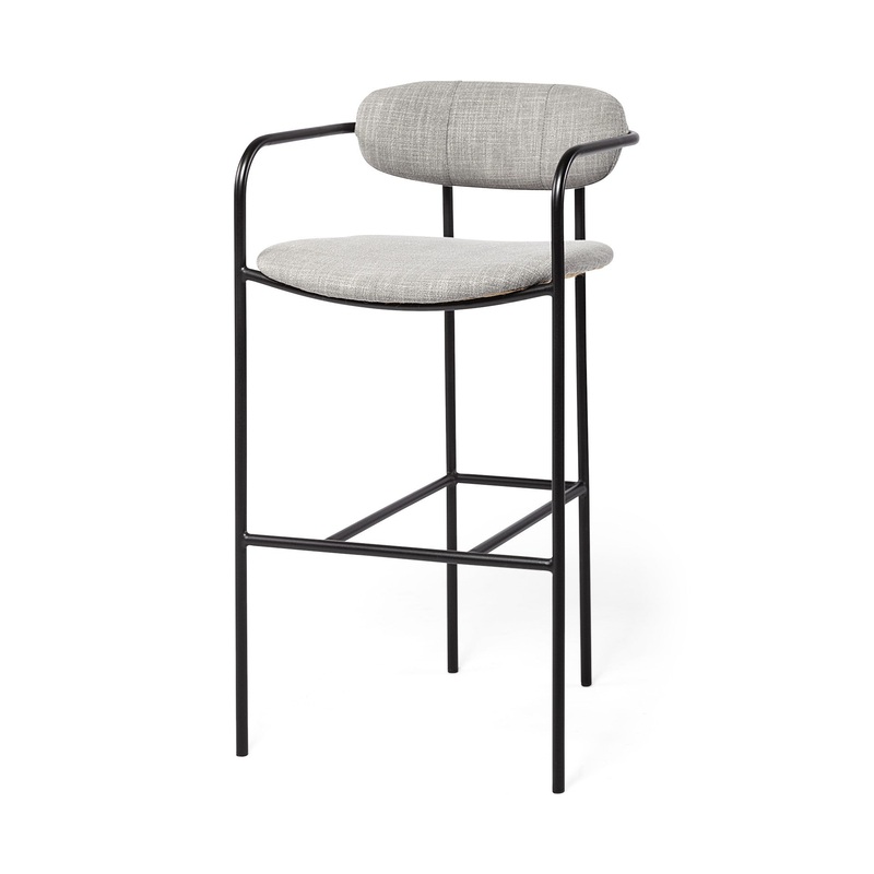Light Gray Black Framed Bar Stool By Homeroots