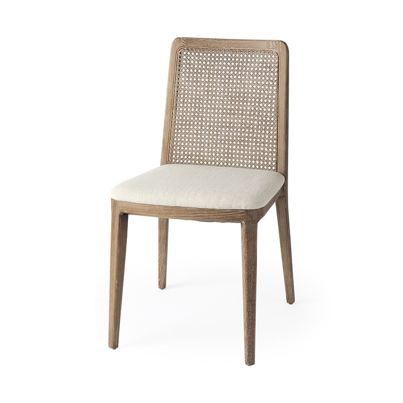 Light Natural And Cream Uholstery And Cane Armless Dining Chair By Homeroots