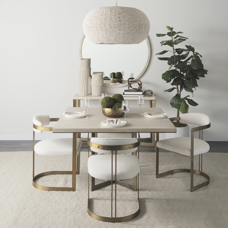 Modern Square Wood And Gold Dining Table By Homeroots