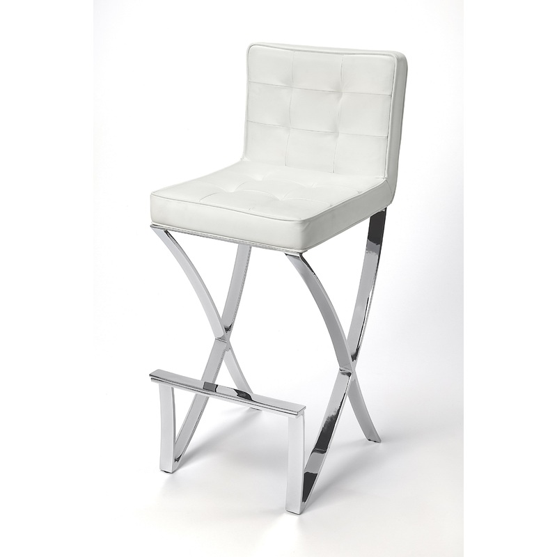 Modern White Faux Leather Bar Stool By Homeroots