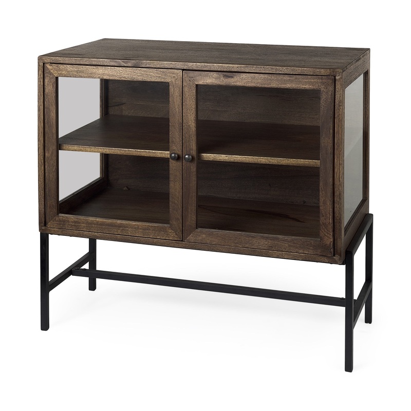 Rustic Dark Brown Two Door Shadowbox Cabinet By Homeroots