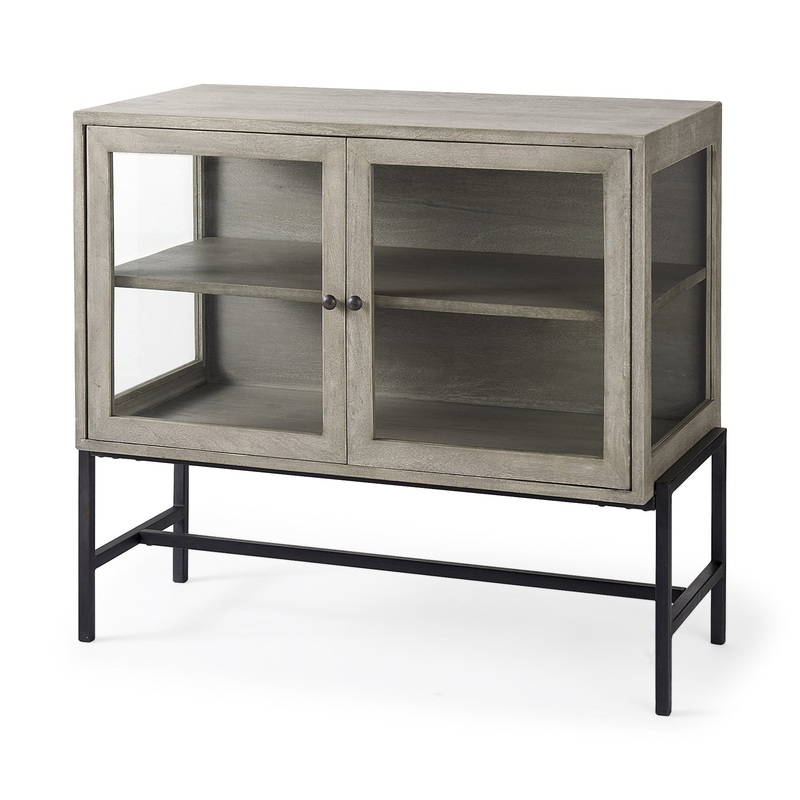 Rustic Dark Gray Two Door Shadowbox Cabinet By Homeroots