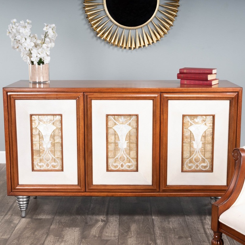 Shelly Leather & Capiz Shell Inlay Sideboard By Homeroots