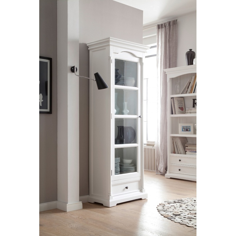 Traditional White And Glass Door Storage Cabinet By Homeroots