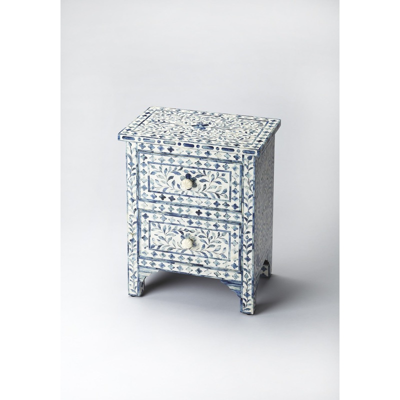 Vivienne Blue Bone Inlay Accent Chest By Homeroots