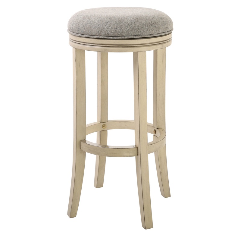 30" Ivory Finished Solid Wood Frame In Paradigm Quartz Fabric Bar Stool By Homeroots