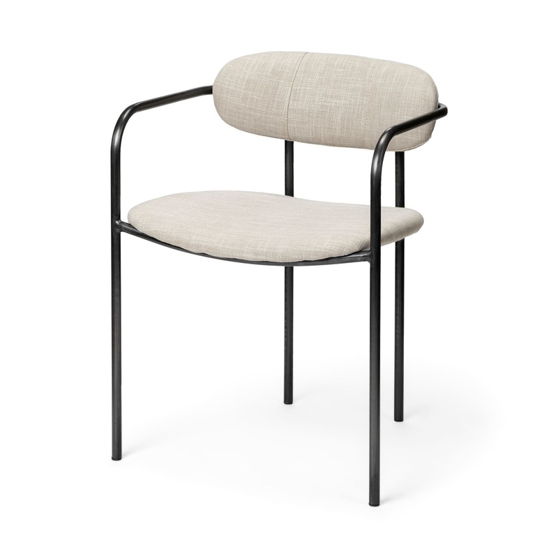 Beige Fabric Seat With Gun Metal Grey Iron Frame Dining Chair By Homeroots