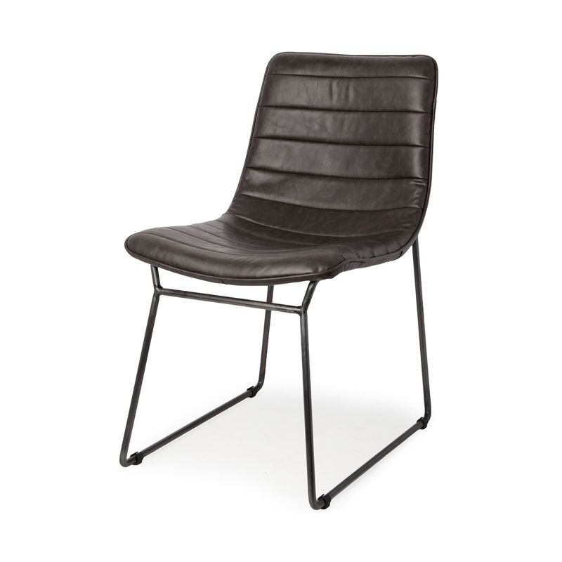 Black Faux Leather Seat With Black Iron Frame Dining Chair By Homeroots - 380421