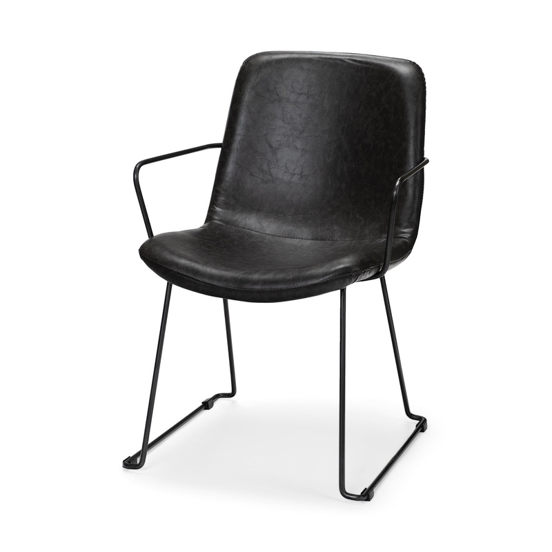 Black Faux Leather With Seat Black Iron Frame Dining Chair By Homeroots
