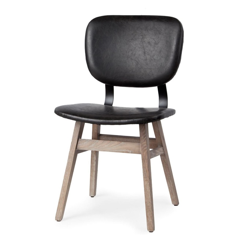 Black Faux Leather Wrap Brown Solid Wood With Iron Base Dining Chair By Homeroots
