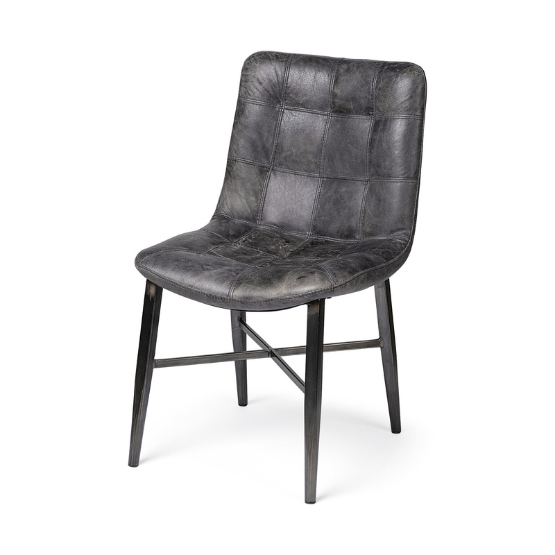 Black Leather Seat With Black Metal Frame Dining Chair By Homeroots