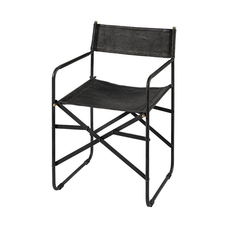 Black Leather With Black Iron Frame Dining Chair By Homeroots