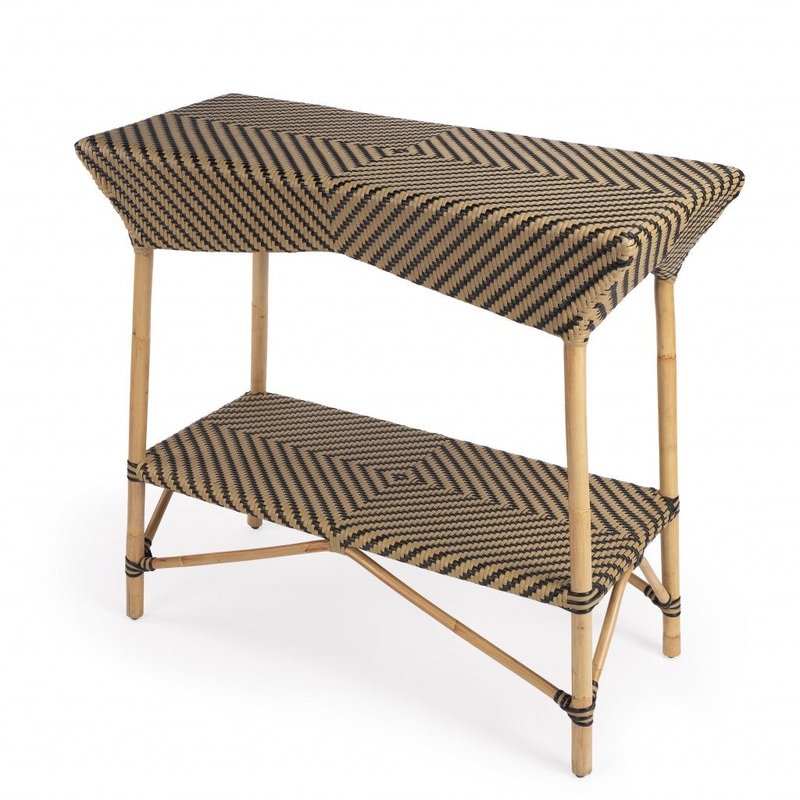 Brown And Beige Rattan Bar Cart By Homeroots