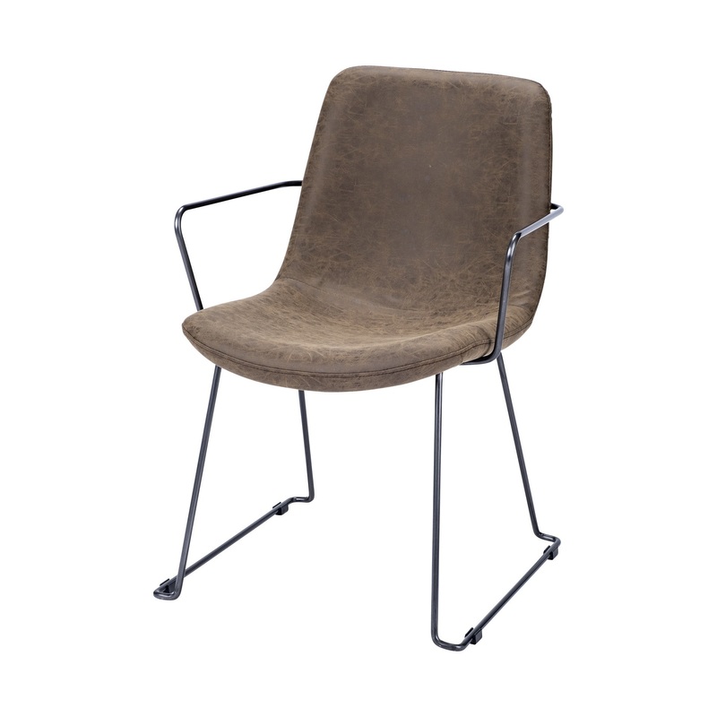 Brown Faux Leather Seat With Black Iron Frame Dining Chair By Homeroots - 380413