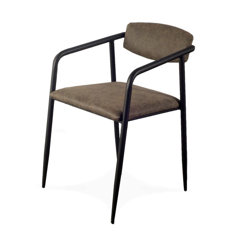 Brown Faux Leather Seat With Black Iron Frame Dining Chair By Homeroots - 380480
