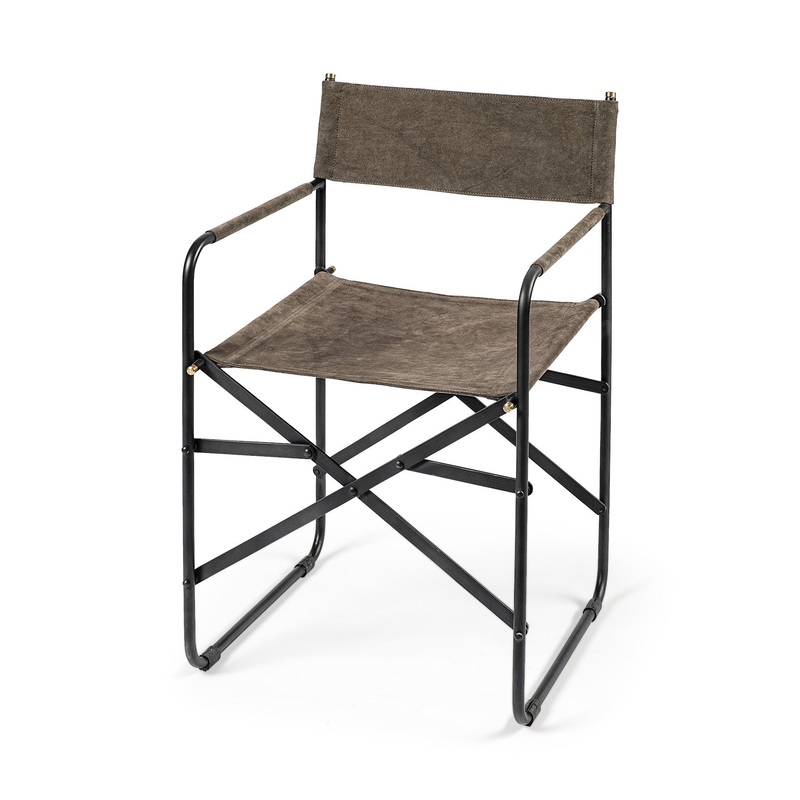 Brown Leather With Black Iron Frame Dining Chair By Homeroots