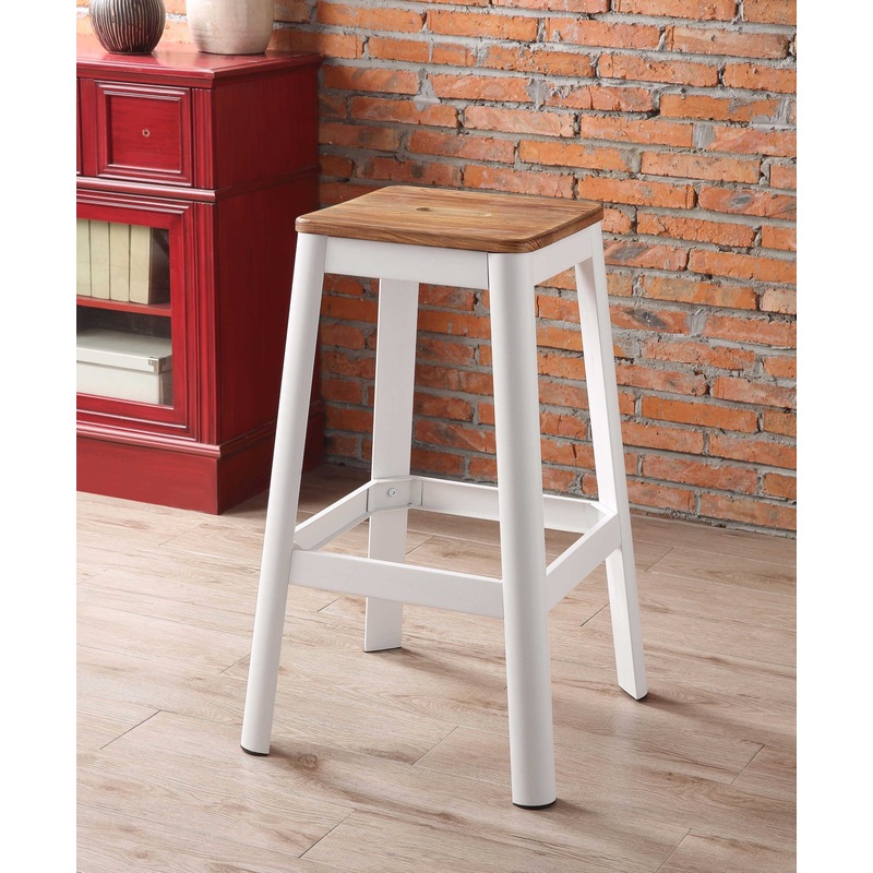 Contrast White And Natural Wood Bar Stool By Homeroots