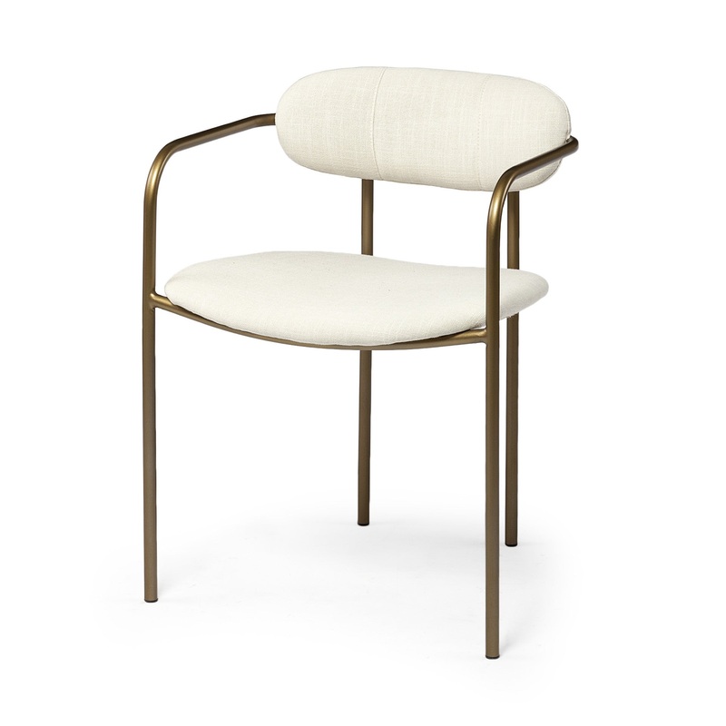 Cream Fabric Seat With Gold Iron Frame Dining Chair By Homeroots