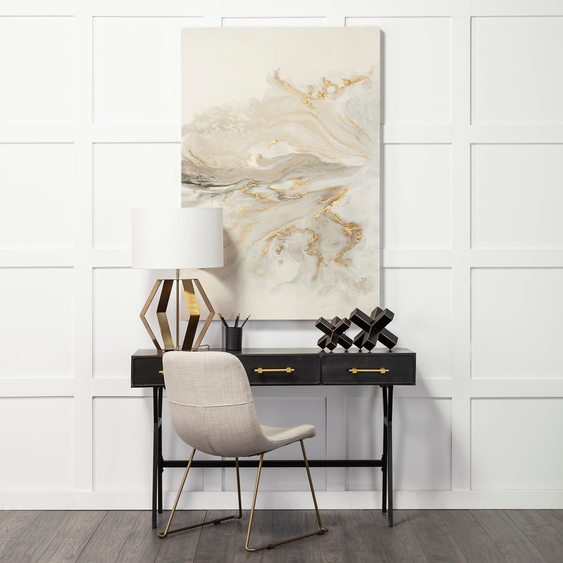 Cream Fabric Seat With Gold Metal Frame Dining Chair By Homeroots