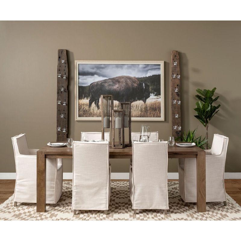 Cream Fabric Slip Cover With Brown Wood Frame Dining Chair By Homeroots