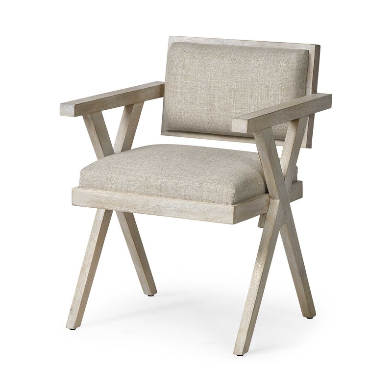 Cream Fabric Wrap With Blonde Wooden Frame Dining Chair By Homeroots