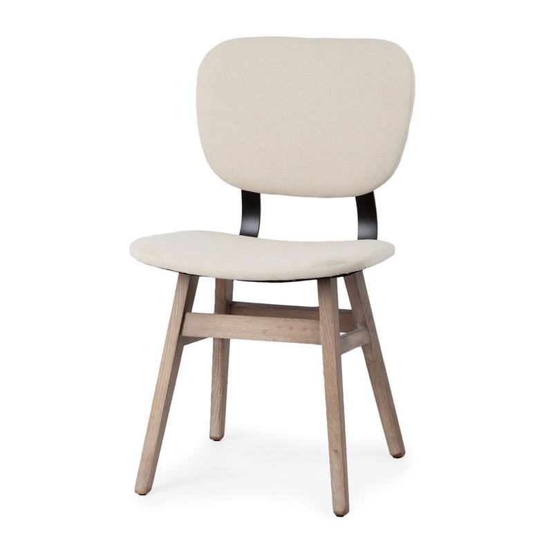 Cream Fabric Wrap With Brown Solid Wood Base Dining Chair By Homeroots
