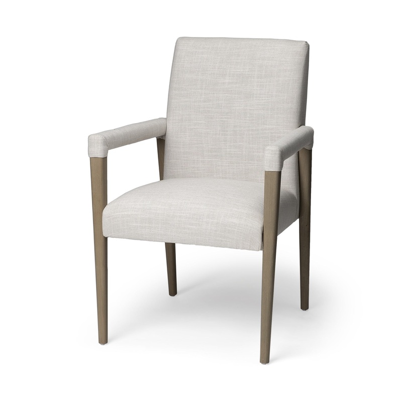 Cream Fabric Wrap With Brown Wood Frame Dining Chair By Homeroots
