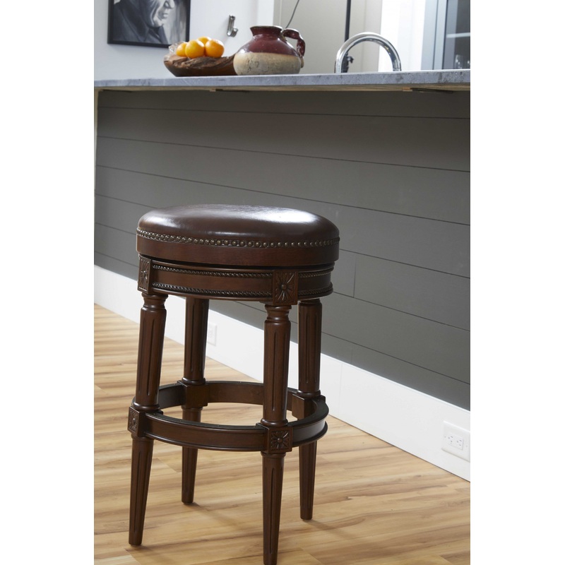 Distressed Walnut Finished Bar Height Round Stool By Homeroots