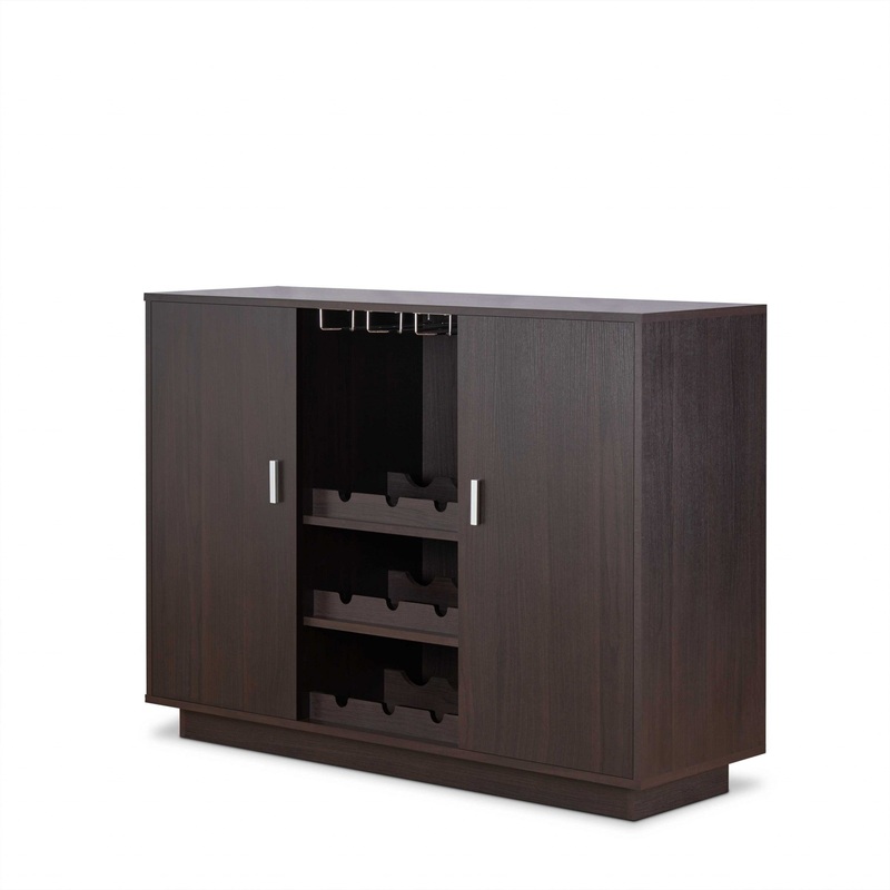 Espresso Wood Finish Wine And Stemware Cabinet By Homeroots
