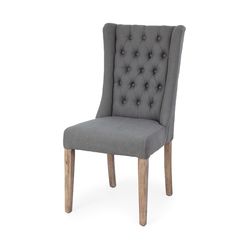 Gray Plush Linen Covering With Ash Solid Wood Base Dining Chair By Homeroots