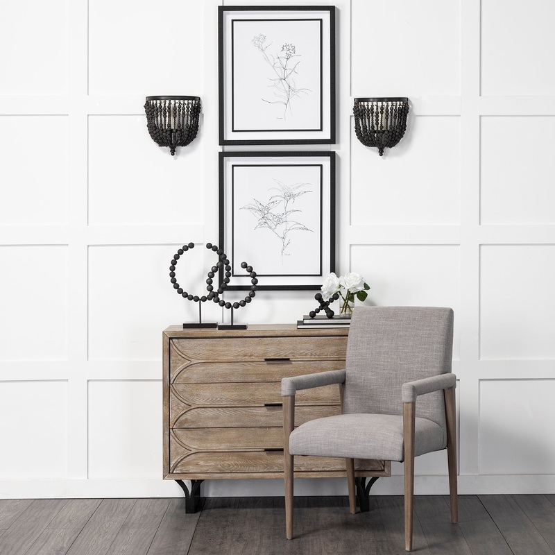 Grey Fabric Wrap With Brown Wooden Frame Dining Chair By Homeroots