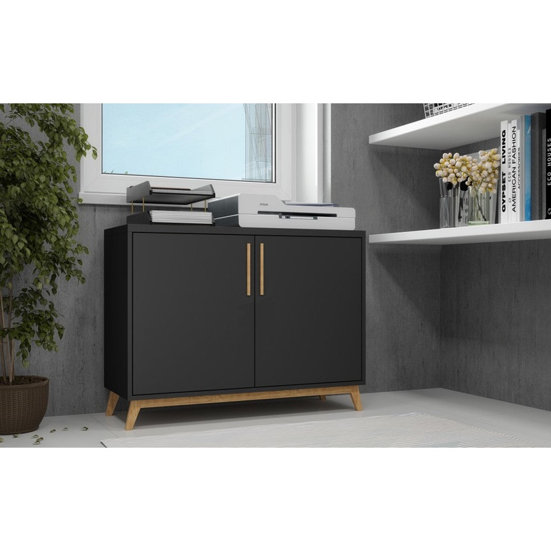 Modern Black And Natural Two Door Buffet By Homeroots