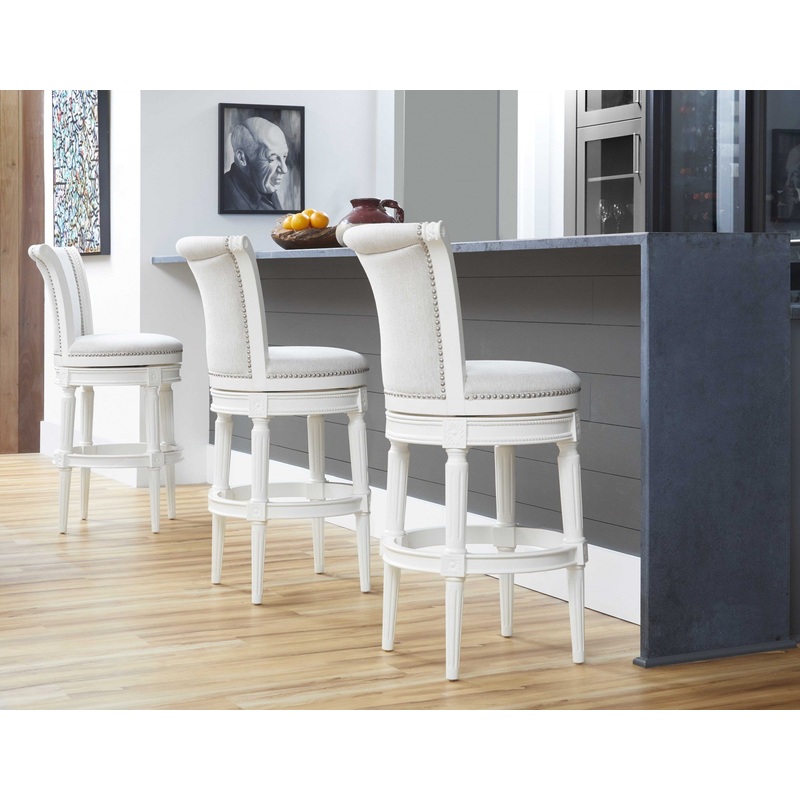 Modern Farmhouse White Swivel Bar Stool By Homeroots