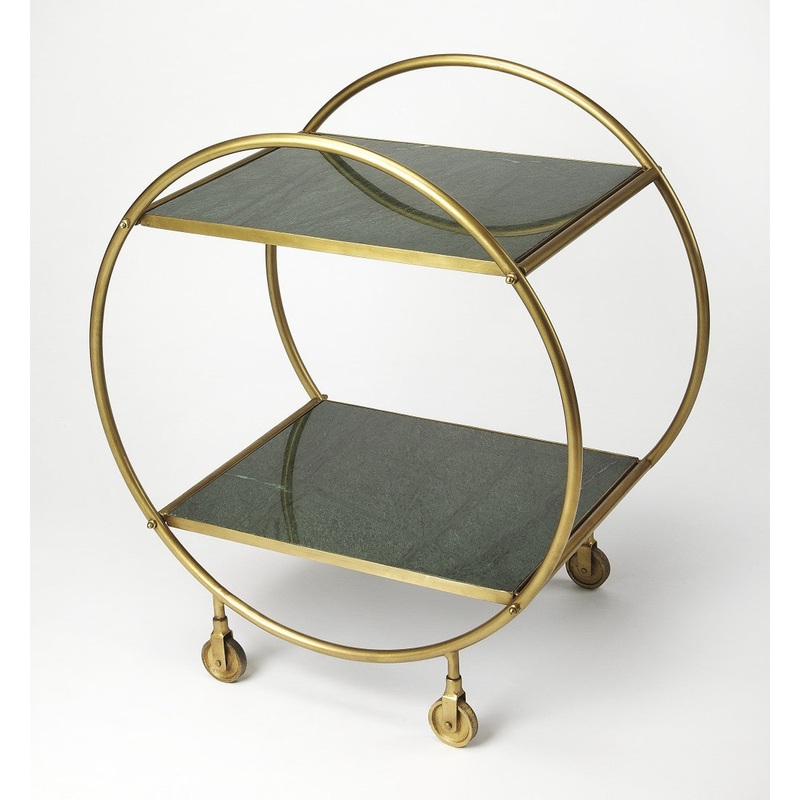 Modern Gold And Green Marble Rolling Server By Homeroots