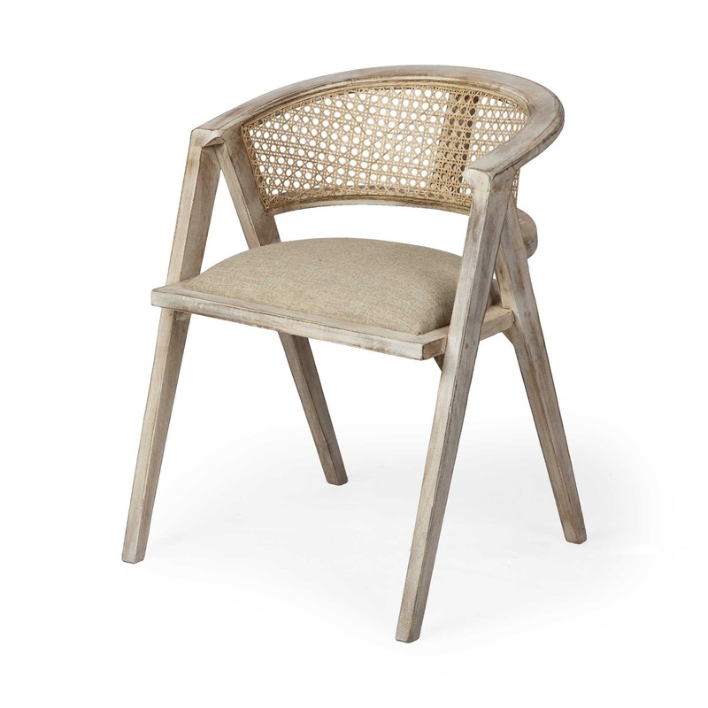Natural Linen Seat With Blonde Wooden Frame Dining Chair By Homeroots