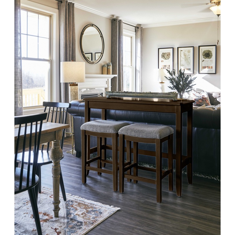 Perfecto Espresso Finish Sofa Table With Two Bar Stools By Homeroots