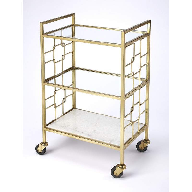 Polished Gold Bar Cart By Homeroots