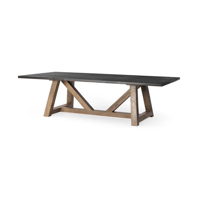 Rectangular Two Tone Brown Solid Wood Dining Table By Homeroots - 380472
