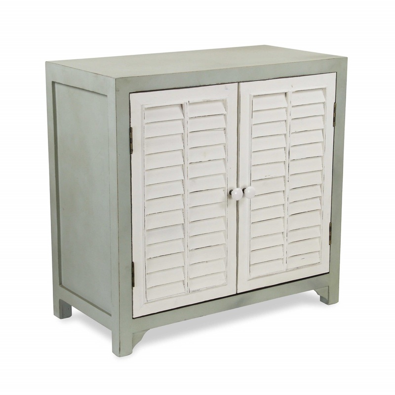 Sea Salt Blue And White Shutter Accent Cabinet By Homeroots